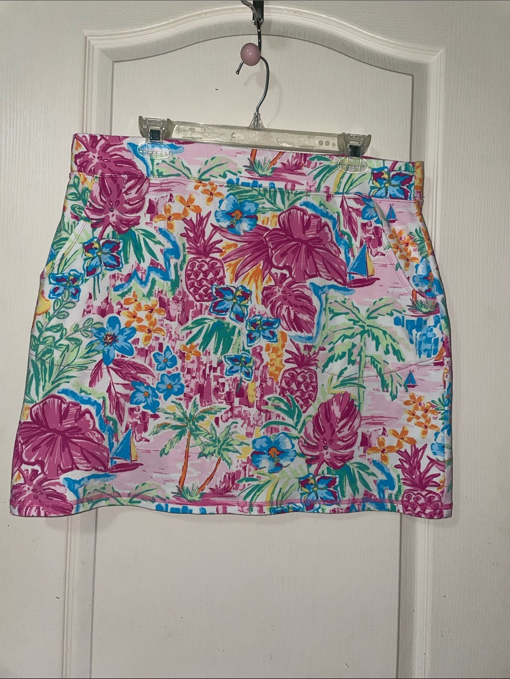 Belle by Kim Gravel Pink Tropical Print Skort